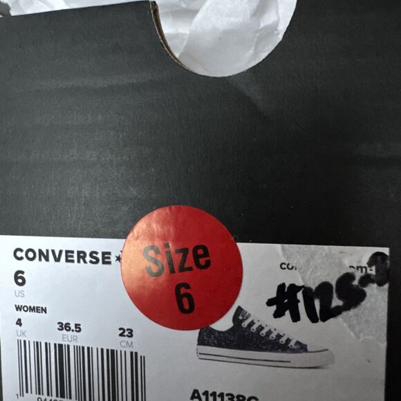 Converse Chuck Taylor All Star OX Low Top Black Glitter Sparkle Women's Size 6 - Picture 8 of 9